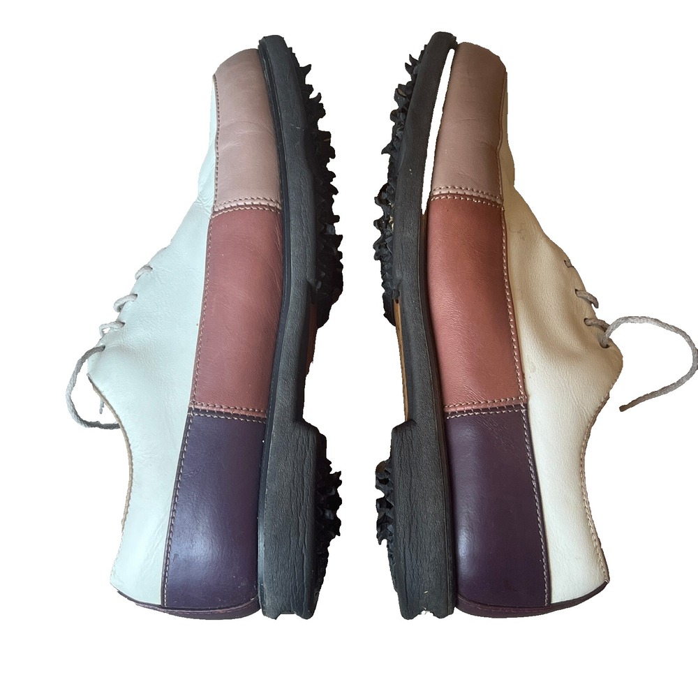 Footjoy FJ‎ Europa Golf Shoes White Brown Burgundy Womens 6